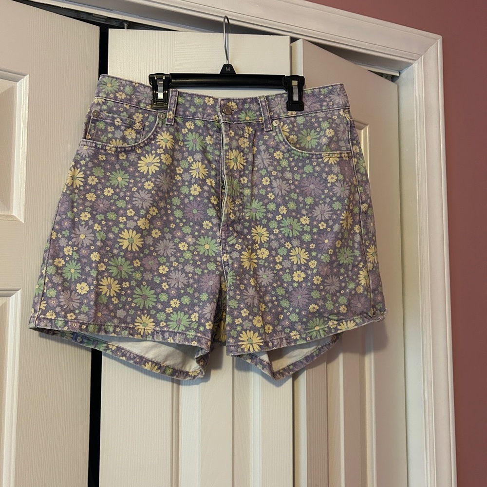Zara Floral Jean Shorts - Purple and Yellow